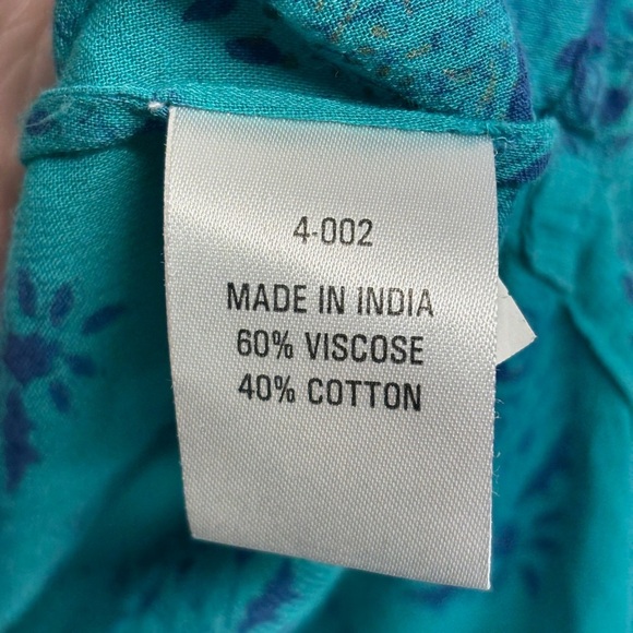 Anokhi Tunic Shirt Blouse Turquoise Blue Teal S - Picture 5 of 7